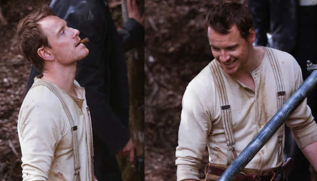 Pillan a Michael Fassbender meando en el bosque